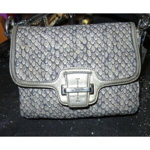 Coach 2013 Taylor Grey Snake Print Canvas & Leather trim Crossbody handbag